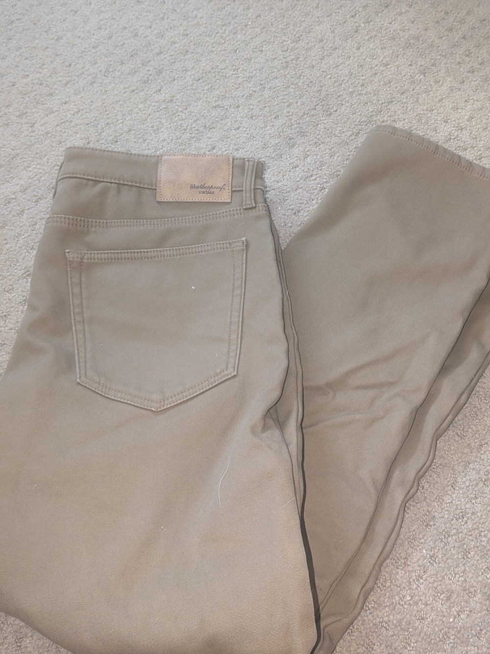 Men's Classic REGULAR FIT Chinos in Tan - Weatherproof VINTAGE 36 X 34 NO FLAWS